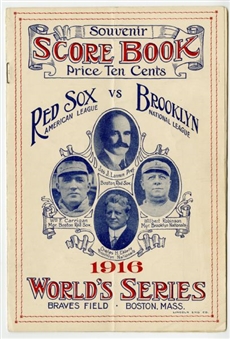 1916 World Series Program – Philadelphia Phillies at Boston Red Sox –  Ruth Scoreless Streak Begins